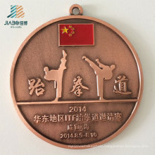 Supply Customize Logo Alloy Casting Metal Taekwondo Medals with Ribbon